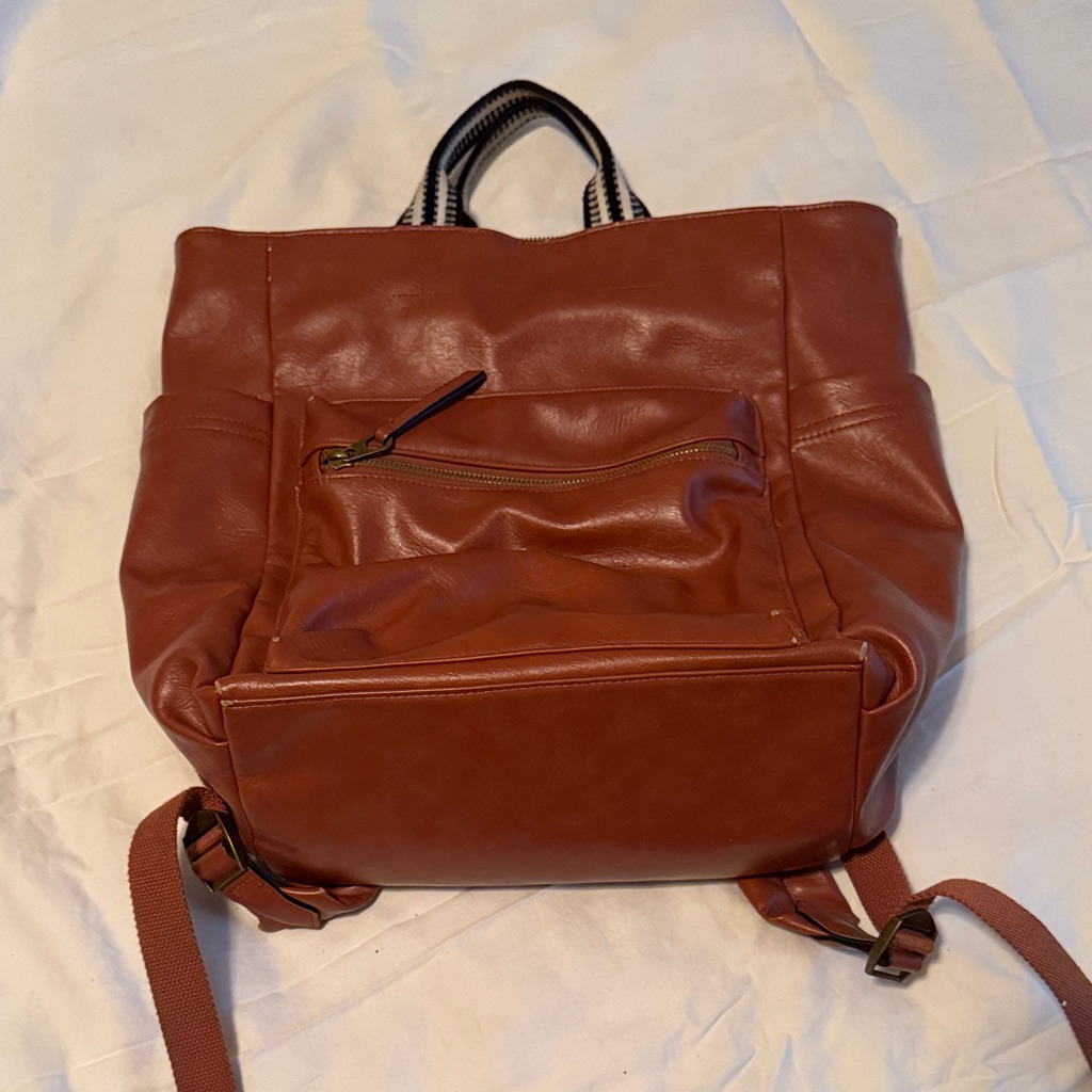 Brown Leather Backpack Travel Work